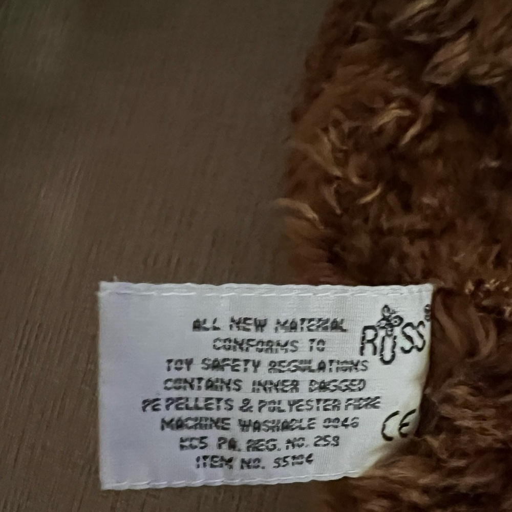Russ bearie Ernest‎ Bear Plush Dark curly Hair Velvet feet - Picture 6 of 8
